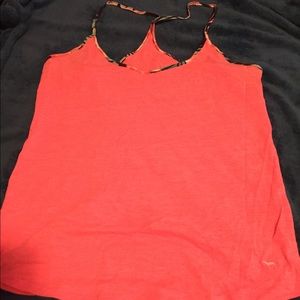 Coral floral tropical PINK racer back tank